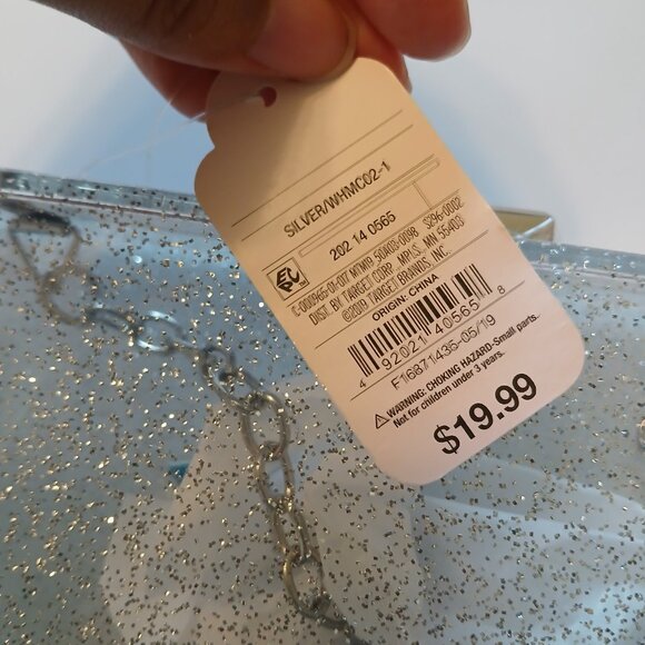 More Than Magic Star Acrylic Purse White Blue Silver Chain Convertible 7" x 4" - Picture 8 of 13